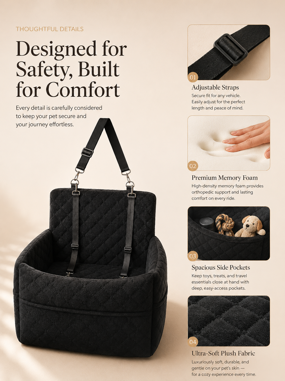 PawRide™ Memory Foam Travel Seat